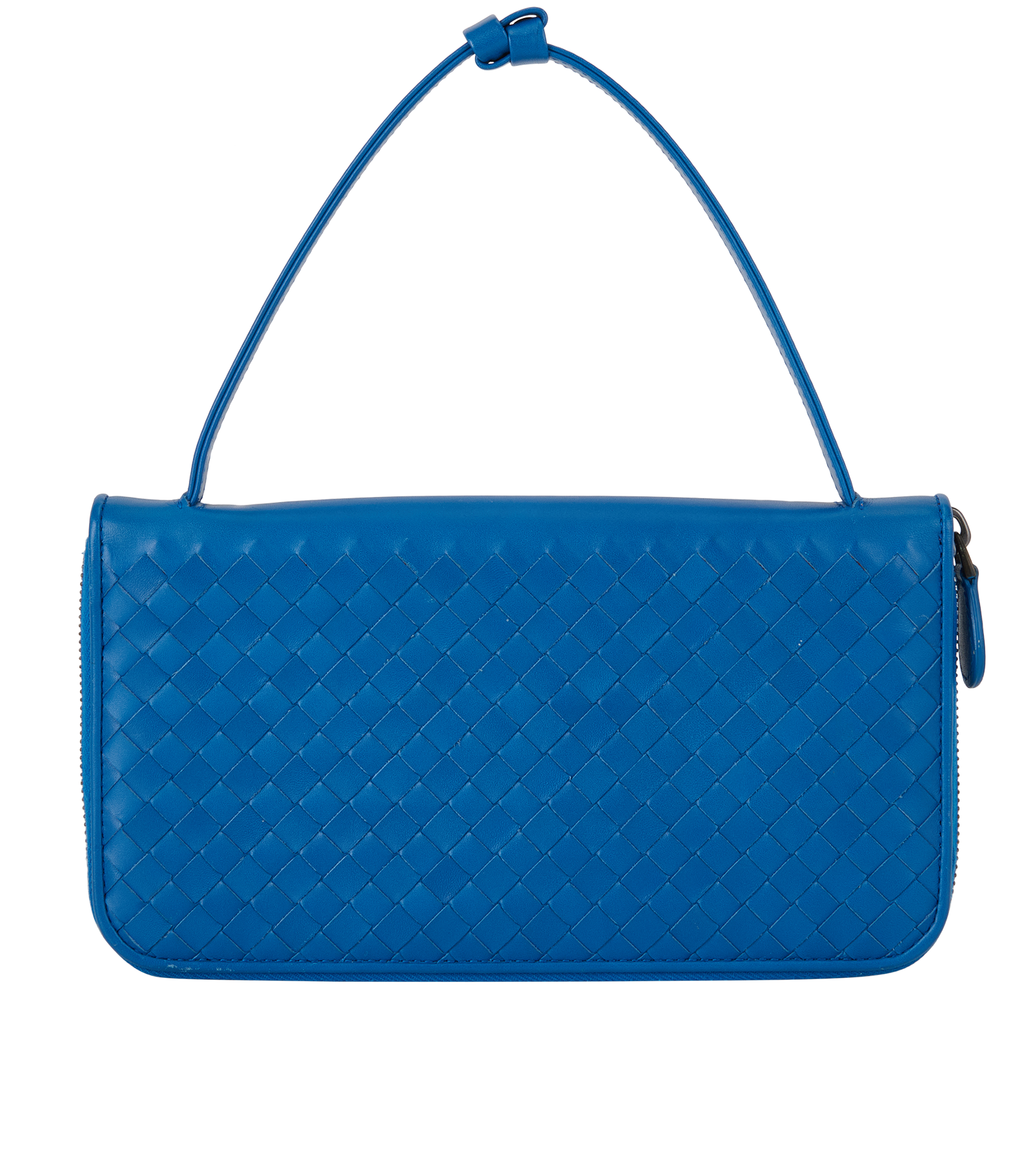 Intrecciato Wallet On Strap, &pound;495, Handbags, Blue, Leather, Back view